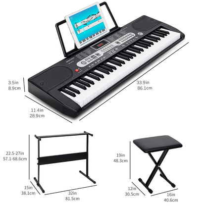 61 Key Electric Keyboard Piano with Lighted Keys Portable Piano Kit