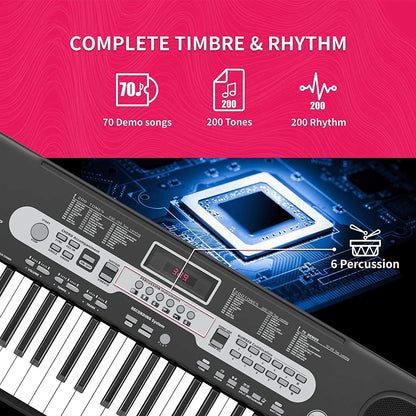 61 Key Electric Keyboard Piano with Lighted Keys Portable Piano Kit