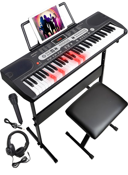 61 Key Electric Keyboard Piano with Lighted Keys Portable Piano Kit