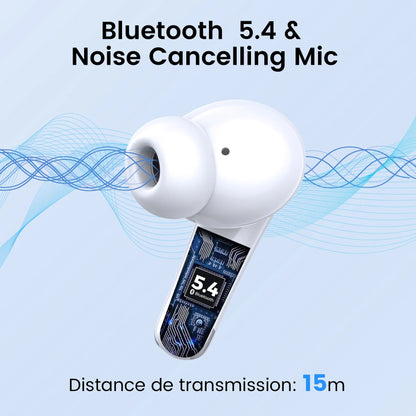 Wireless Earbuds, Bluetooth Headset 60 Hours of Battery Life with Noise Cancellation Clear Calls Built-In Microphone IPX7 Waterproof V5.3 Bluetooth Earbuds Stereo Earbuds for Sports and Work