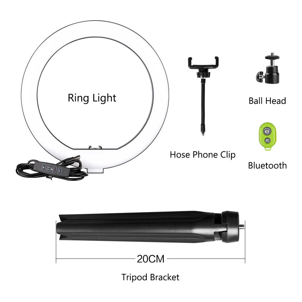 10Inch Mini Selfie LED Video Ring Light Lamp with Table Tripod for Youtube Phone Live Photo Photography Studio